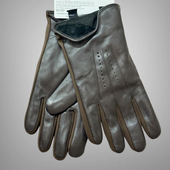 Isotoner Mens SmartTouch Stretch Leather with Perfs & Watch Vent Dark Brown LG - Picture 1 of 5